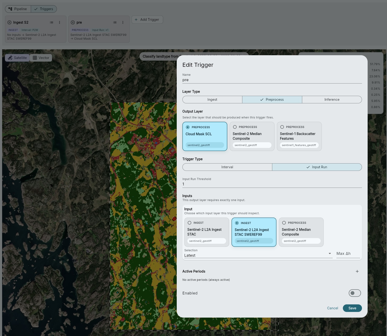 Exempel på triggers i Diatom för automatisk övervakning och återkommande körningar